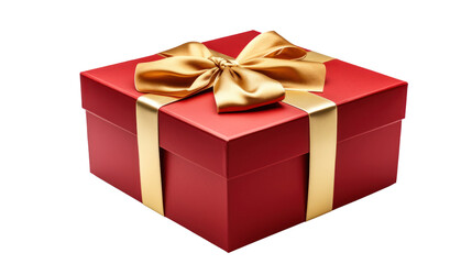 Fototapeta premium Gift box with luxury gold ribbon isolated on transparent background. PNG file.
