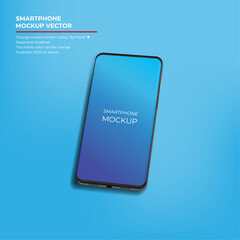 Bezel-less Smartphone Mockup Vector with Separated Shadows on Blue