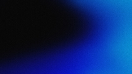 4K Grainy deep blue color background with noise. Black and blue gradient background.