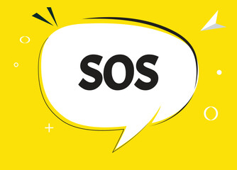 SOS speech bubble text. Hi There on bright color for Sticker, Banner and Poster. vector illustration.