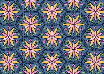 Abstract  pattern with blooming flowers and leaves.natural illustration with  flowers background.