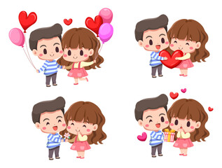 set of illustrations for colorful elements Valentines Day. vector illustration