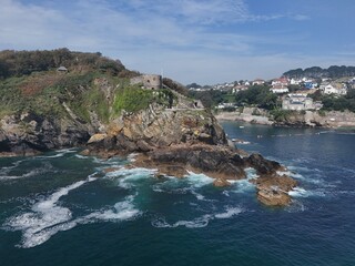 St Catherine's Castle Fowey Cornwall UK drone,aerial .