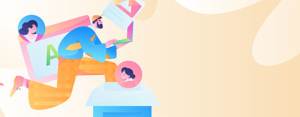 Business People Flat Vector Concept Operation Hand Drawn Illustration
