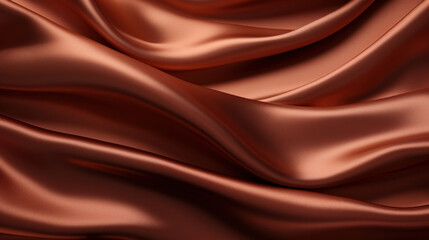 Closeup of rippled brown silk fabric.
