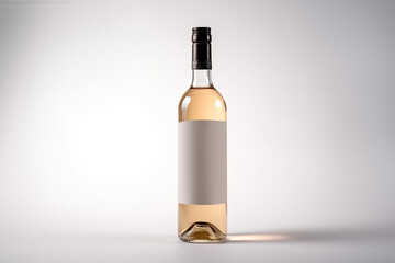 Mockup of Label on bottle of wine on white background