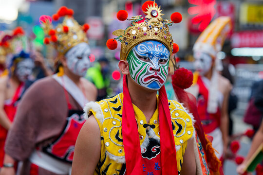 Stare with a painted face mask