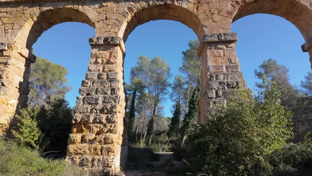Roman Aqueduct Pont del Diable in Tarragona, Spain