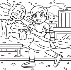Cheerleader Girl with Sports Bottle Coloring Page