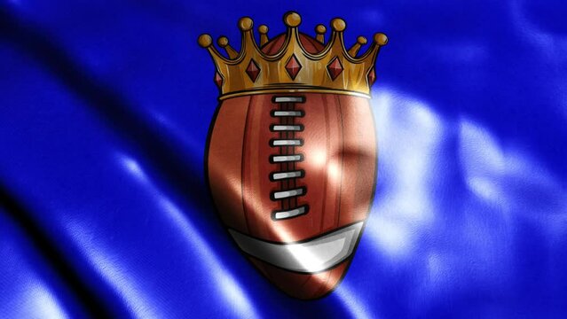 American football ball wearing a golden crown on flag