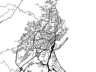 Obraz premium Vector road map of the city of Annaba in Algeria with black roads on a white background.