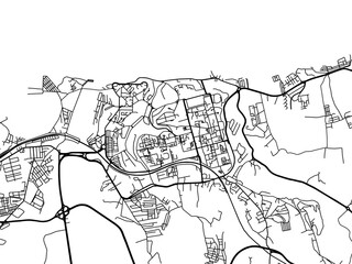 Vector road map of the city of Boumerdas in Algeria with black roads on a white background.