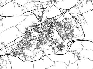 Obraz premium Vector road map of the city of Chlef in Algeria with black roads on a white background.
