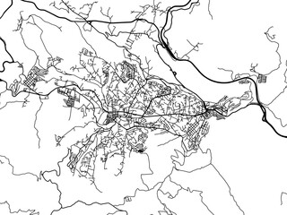 Vector road map of the city of Medea in Algeria with black roads on a white background.