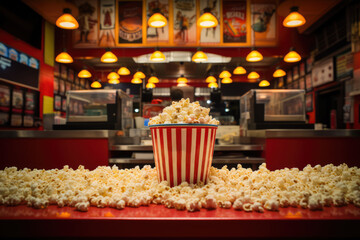 Shot Of Popcorn Stand In Movie Theater