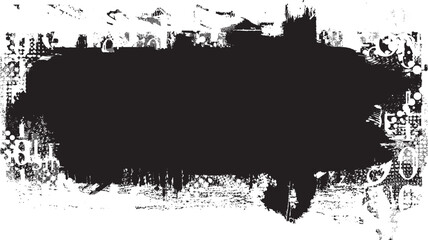 Glitch distorted grange shape . Noise grungy logo . Trendy defect error shapes . Glitched frame .Grunge textured . Distressed effect .Vector shapes with a halftone dots screen print texture.