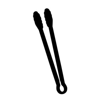 recommend clip art: Vector silhouette of greasy food tongs and cake on white background. Suitable for kitchen equipment logos and cooking logos.