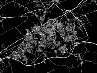 Vector road map of the city of Chlef in Algeria with white roads on a black background.
