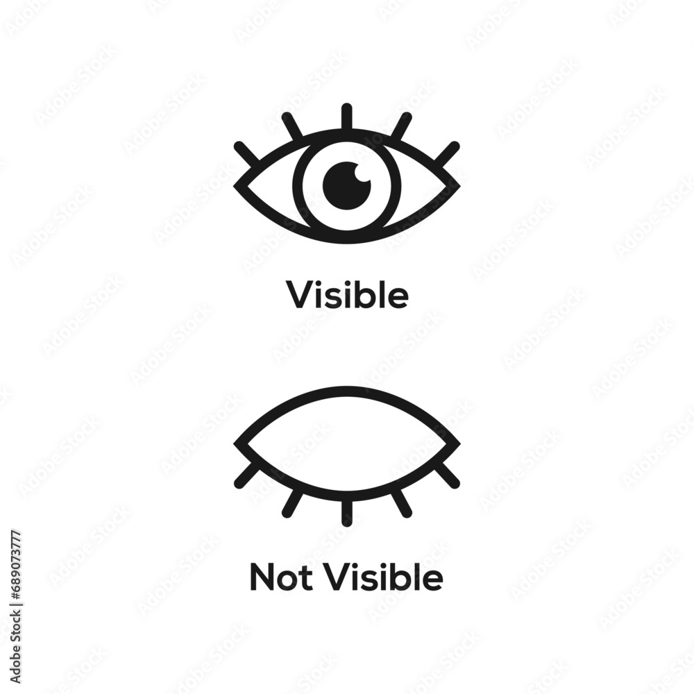 Wall mural visible invisible icon symbol. visible and not visible icon illustration design, modern eye symbol t
