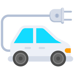electric car symbol icon in flat design style