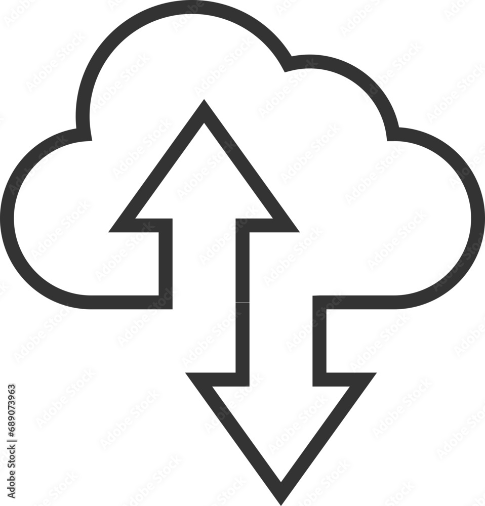 Poster technology icon vector cloud computing connection. big data global server. line design symbol.