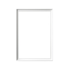 Realistic white picture frame isolated on white background