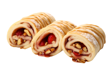 Peanut Butter Jelly strawberries Roll isolated on transparent background Remove png, Clipping Path, pen tool