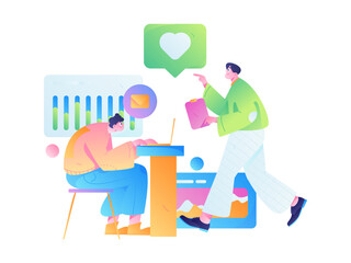 Business People Flat Vector Concept Operation Hand Drawn Illustration
