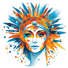 A Colorful Headdress with Feathers on a transparent background PNG