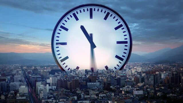 Clock spins fast speed rush hour traffic fast moving,Fast moving traffic drives time lapse clock moving fast light each subway lane