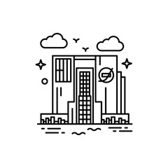 Space Control Building Vector Illustration