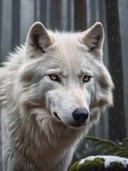Fototapeta premium potrait of wolf in the fantasy jungle ,very beautiful animal and extremely dangerous beast. Potrait in forest