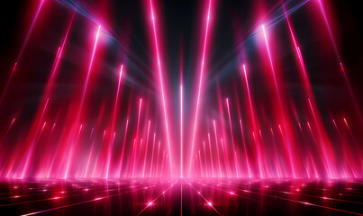 A Red Lights In A Room, ascending pink blue red glowing lines.
