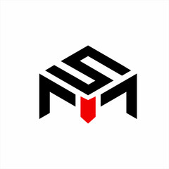 Simple letter S M logo design with badge symbol.