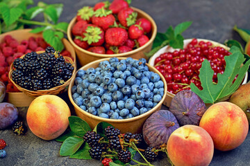 Naklejka na ściany i meble berry mix. A variety of summer berries - raspberries, strawberri