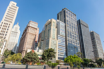 Panoramic view of the Valley in Anhangabaú with skyscrapers of the city center of São Paulo