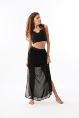 Fototapeta premium studio photo session of a woman of size 34 on a white background