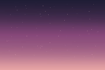 Night starry sky with purple gradation. Star universe background. Vector illustration.