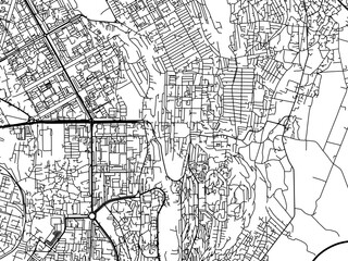 Vector road map of the city of Qaracuxur in Azerbaijan with black roads on a white background.