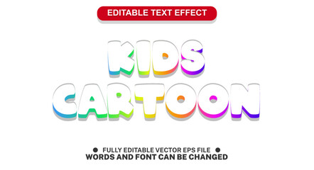 Editable text effect kid 3D cartoon style vector template