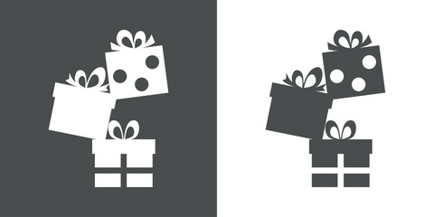 Silueta de 3 cajas de regalo con lazo de cinta para su uso en felicitaciones y tarjetas de Navidad, San Valentín o cumpleaños - obrazy, fototapety, plakaty
