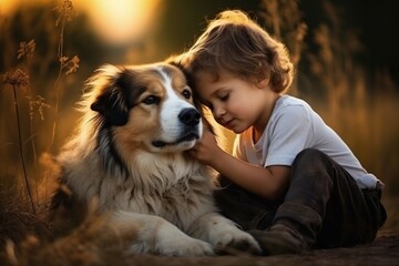 The bond and companionship shared between a child and a dog