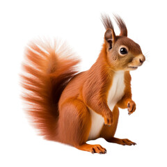 Red Squirrel Standing on Hind Legs on a transparent background PNG