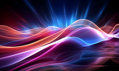 Naklejka premium A Colorful Waves With Light Rays Coming Out Of It, Abstract neon background.