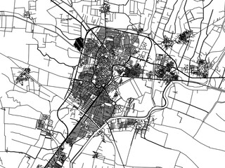 Vector road map of the city of Al Mahallah al Kubra in Egypt with black roads on a white background.