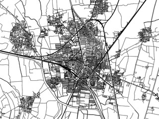 Vector road map of the city of Tanta in Egypt with black roads on a white background.