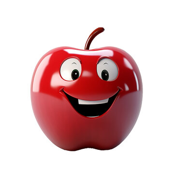 red apple with a smile