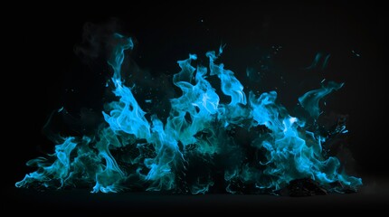 Blue flame on black background.