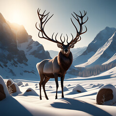 wild deer in nature, AI-generatet - obrazy, fototapety, plakaty