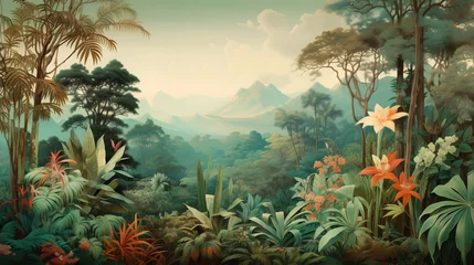 Fotobehang Tropical forest illustration © amavi.her1717